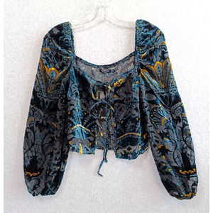 Nasty Gal Elegant Velvet Floral Women's Top
